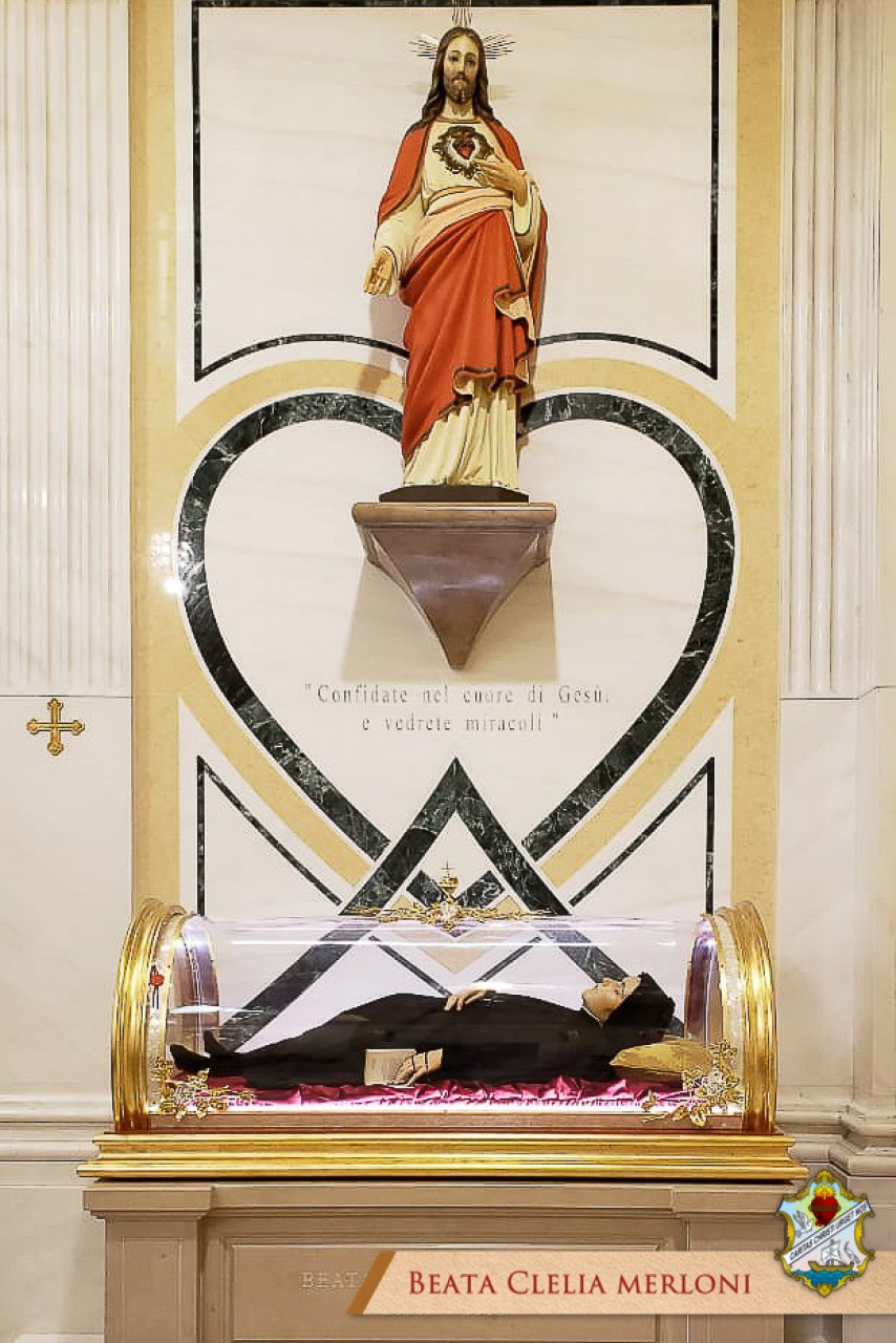 Body of Mother Clelia is placed in a glass urn where it remains on display  in the Chapel of the General House, Rome, Italy